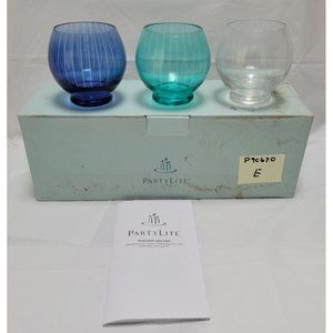 New PartyLite P90670 Santorini Tealight Trio - Set of 3 - Blue, Green, Clear (E)